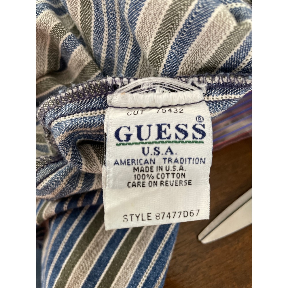 Vintage Guess Jeans USA Men XL Striped Button‎ Up Shirt Long Sleeve Menswear - Picture 4 of 12